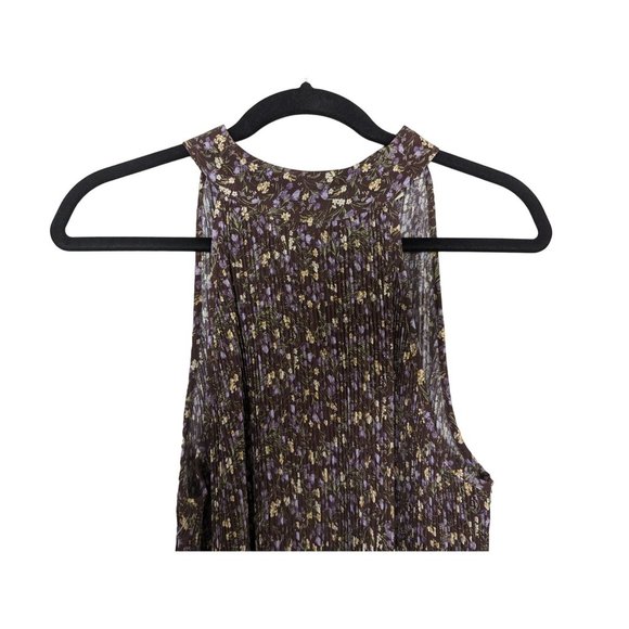 PLEIONE sleeveless Accordion pleated floral summer ties in upper back Top sz‎ L - Picture 3 of 8